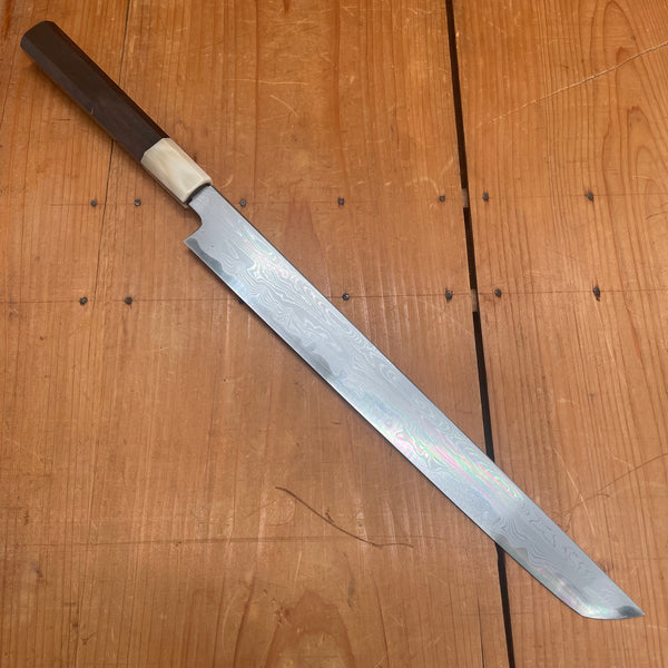 Hatsukokoro Nakagawa 300mm Sakimaru Sujihiki Aogami 1 Damascus