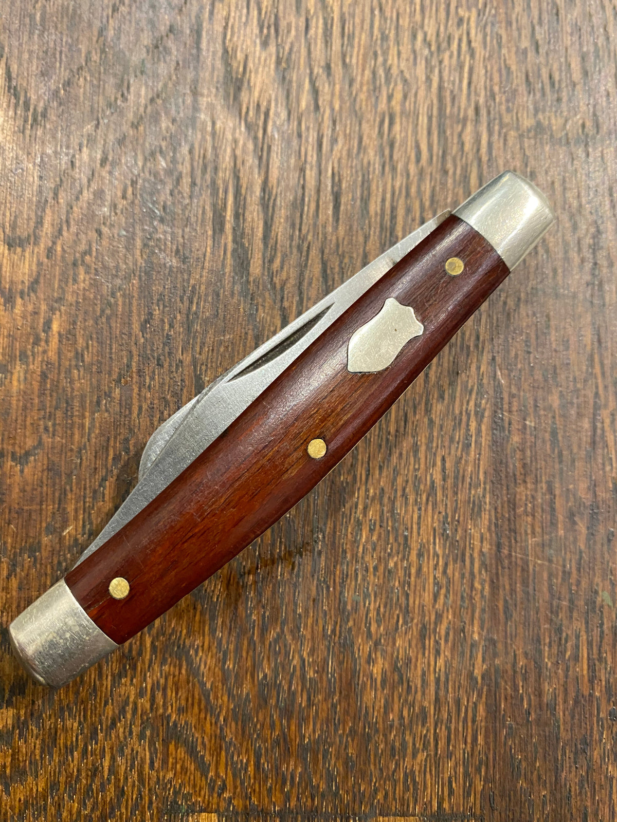 Schrade Walden NY 3 3/8” 832 Stockman Carbon Blades Wood Scales 1946-73