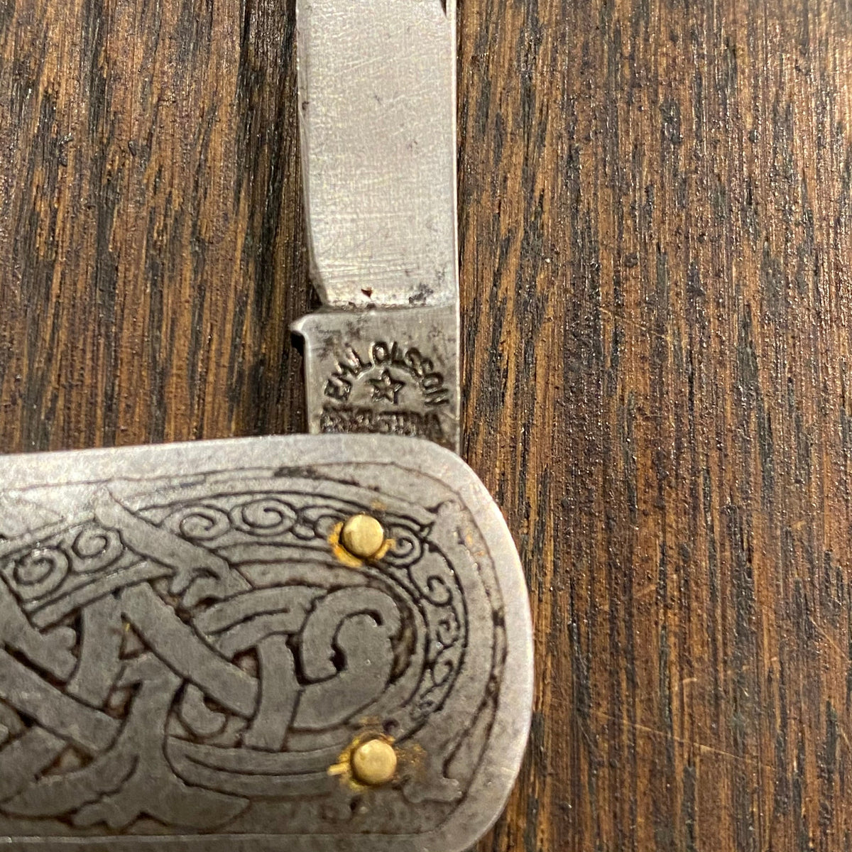 Emil Olsen 3 1/4” Lobster Pen Carbon Blades Nordic Steel Pattern Scales 1920s