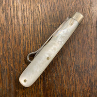 Hibbard Spencer & Bartlett 2 5/8" Pen Knife W Button Hook MOP 1920s-1960s