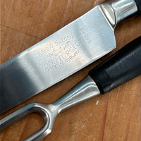 New Old Stock Bahco 7.5" Slicer & Bayonet Fork Hand Forged Stainless Norway 1970s-80s