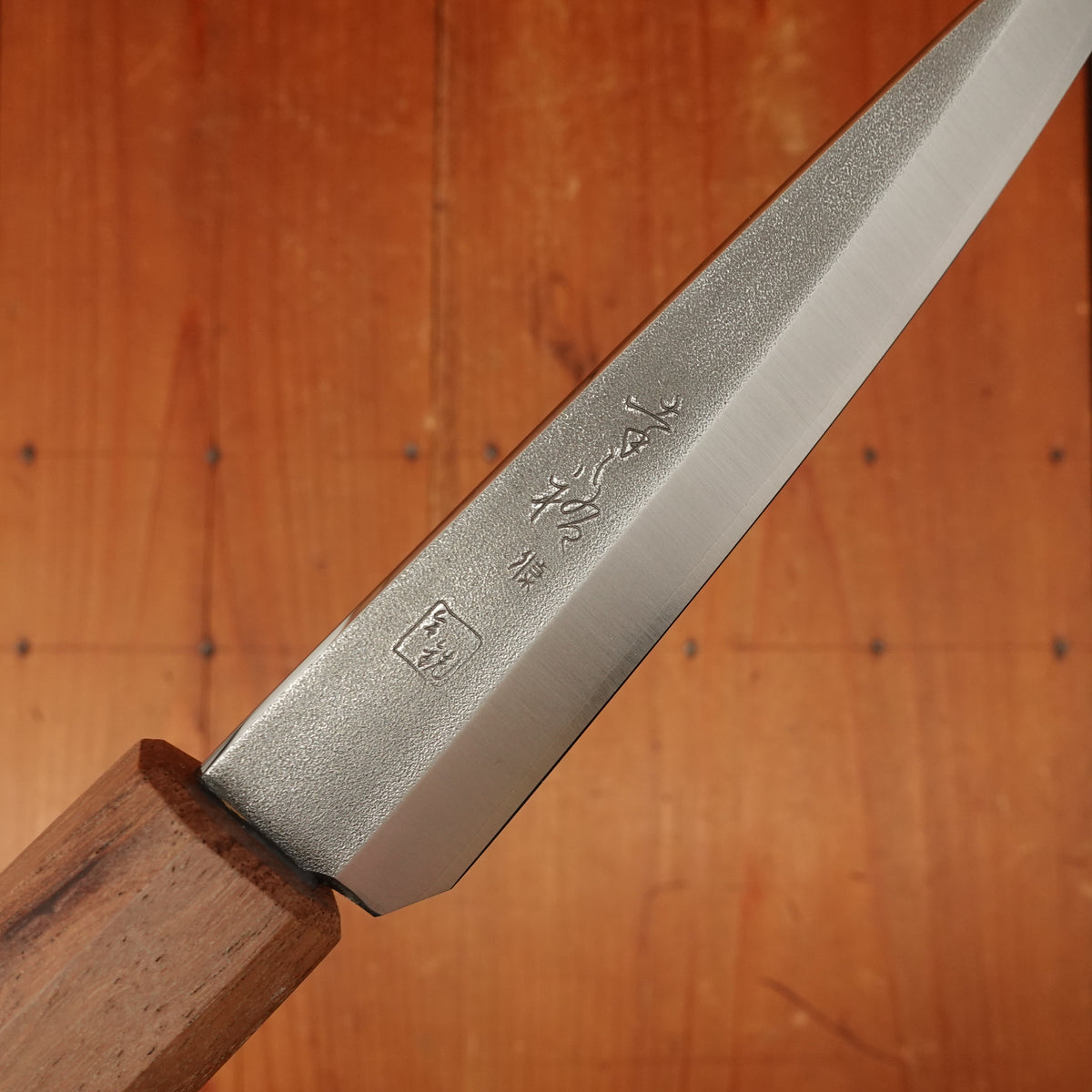 Bernal Cutlery x Konosuke GS+ 140mm Ko-Sabaki SLD Kurouchi Khii Laurel Handle with Leather Sheath