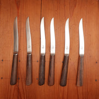 J A Henckels Friodur Steak Knife Set of 6 Stainless Walnut 1960s