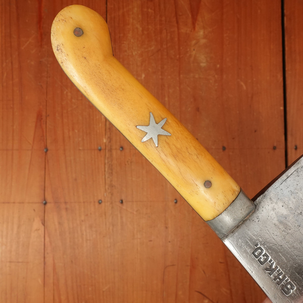 S.H.K.Co 7" Cleaver Carbon Steel Bone & Pewter Handle (Lead Warning) Germany