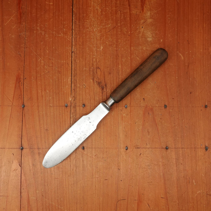 Unmarked 4.5" Pate Knife / Spreader Forged Carbon Steel Nickel Walnut Germany *Lead Warning* ~1900-1920?