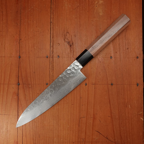 Hitohira HG 180mm Gyuto Stainless Tsuchime Damascus Walnut Handle