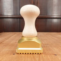Brass Raviolo Stamp 45x45 mm with Round Filling Pocket and Automatic Ejector