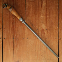 Goodell 12" Butchers Steel Medium Cut Pewter Guard Turned Handle 1920s