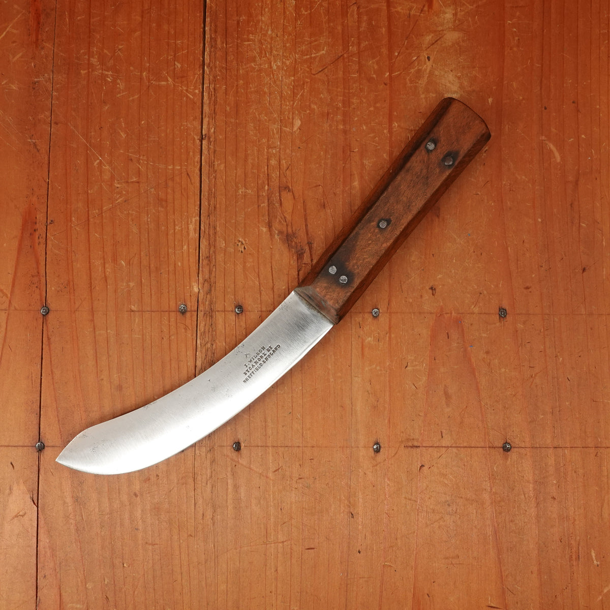 I Wilson 5" Skinning Knife Carbon Steel & Beechwood Sheffield 1890-1920s