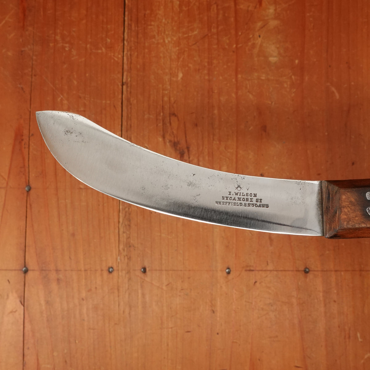 I Wilson 5" Skinning Knife Carbon Steel & Beechwood Sheffield 1890-1920s