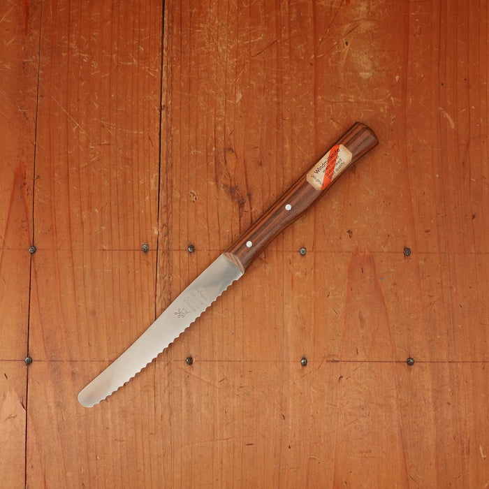 New Old Stock R Herder Windmuhlenmesser 4.25" Serrated Utility Stainless Palissander Solingen 1960s 70s