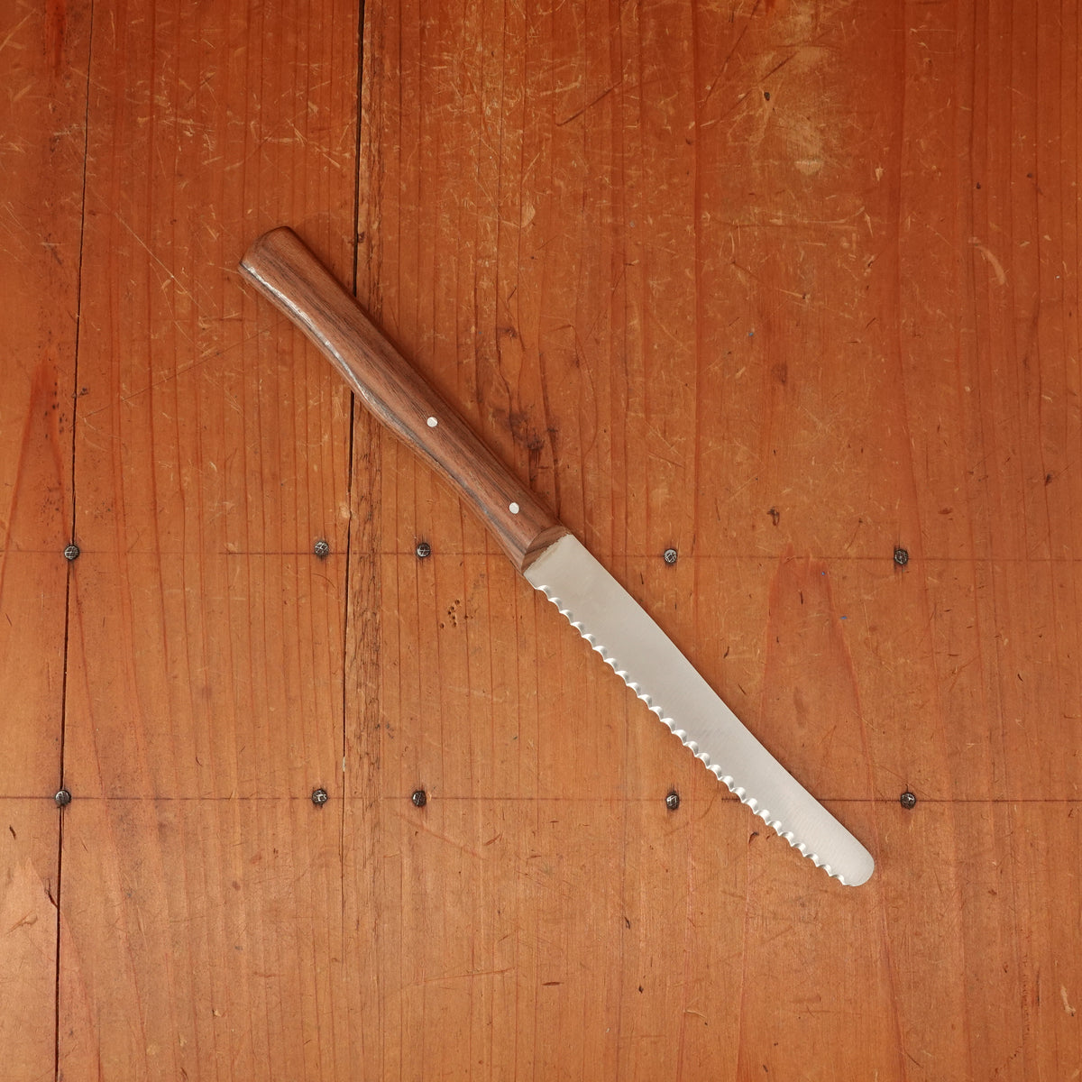 New Old Stock R Herder Windmuhlenmesser 4.25" Serrated Utility Stainless Palissander Solingen 1960s 70s