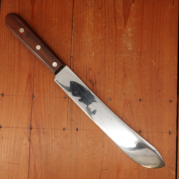Dexter 10" Bullnose Butcher Knife Mirror Polished Carbon Steel Rosewood 1950s-60s