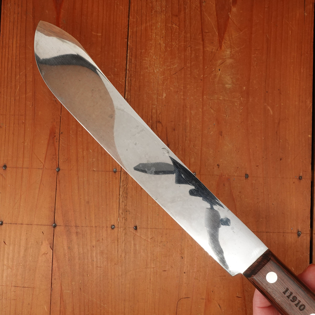 Dexter 10" Bullnose Butcher Knife Mirror Polished Carbon Steel Rosewood 1950s-60s