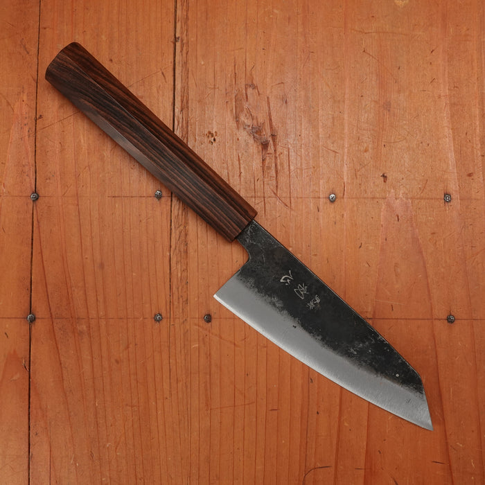 Hatsukokuro Kurogane 120mm Ko-Bunka Iron Clad Aogami 2 Kurouchi Mono Ebony Handle