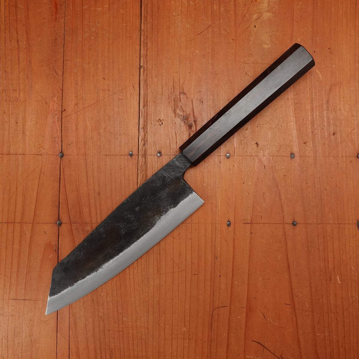 Hatsukokuro Kurogane 165mm Bunka Iron Clad Aogami 2 Kurouchi Mono Ebony Handle