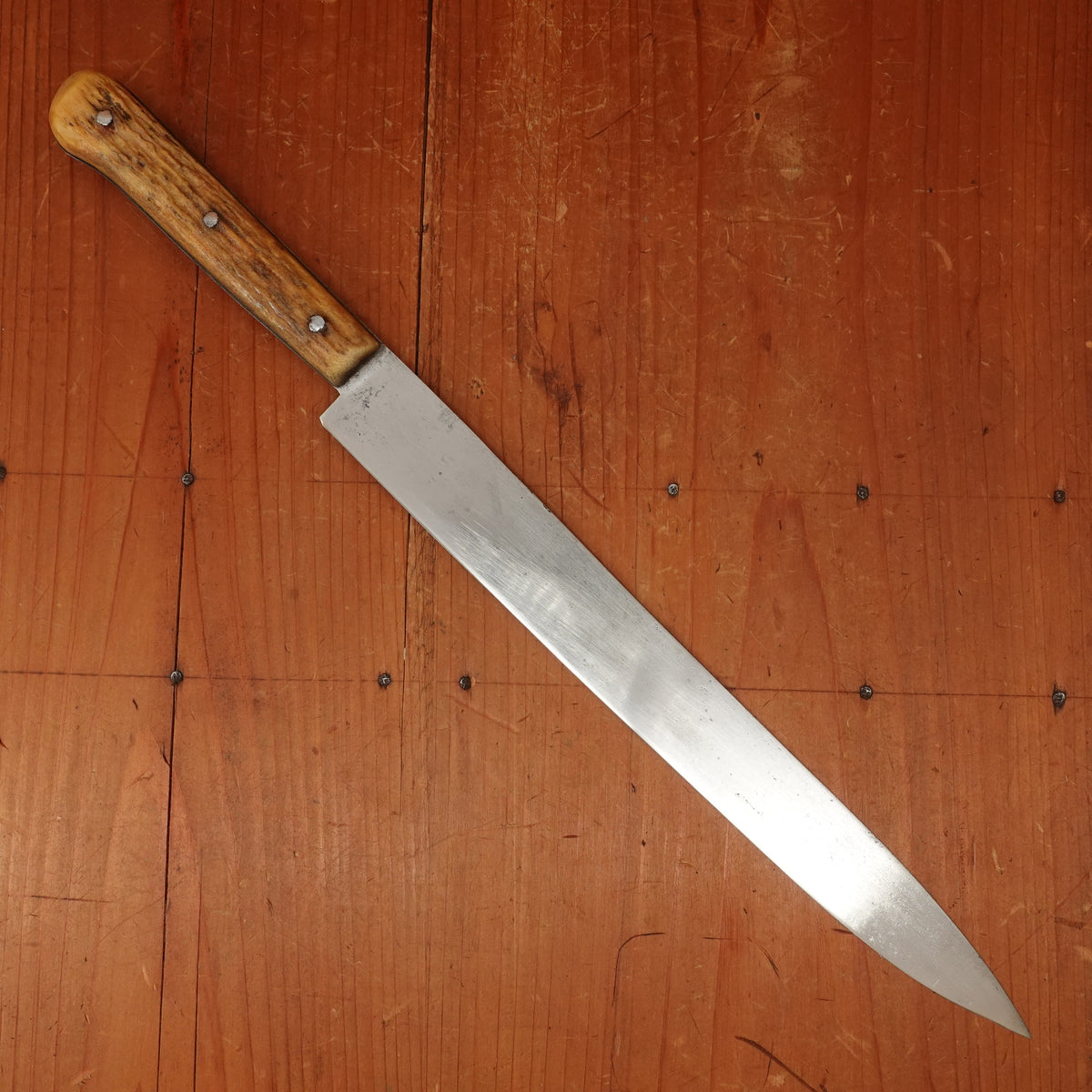 J Rotschen K.K. Hof Messerschmied 10.5" Flexible Slicer Fillet Carbon Steel & Stag Vienna 1890s-1920?