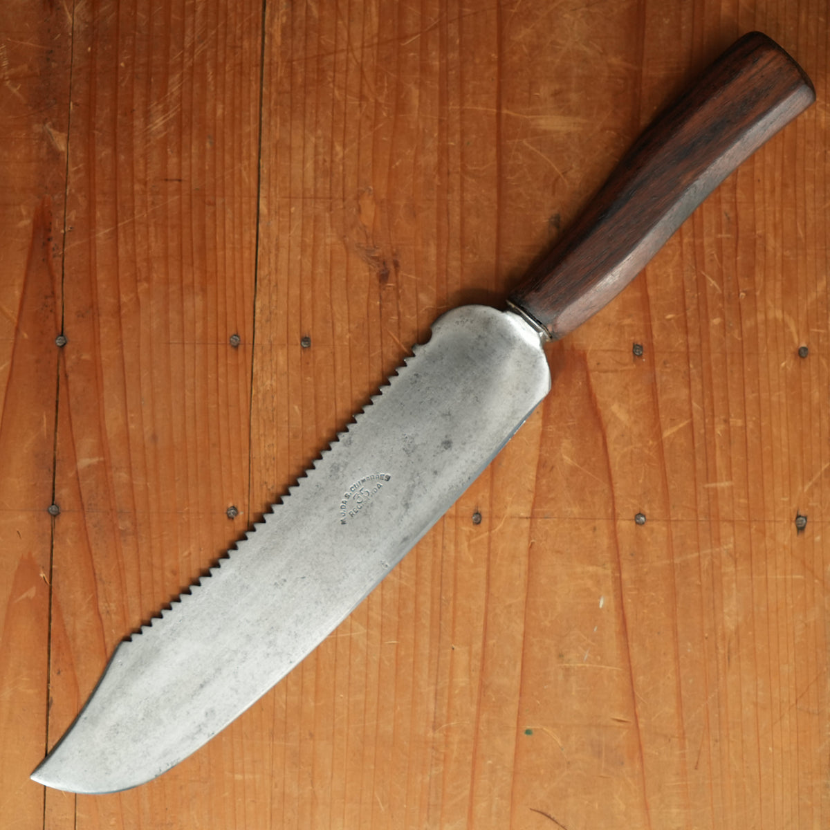 Vintage M J Da S Guimaraes 8.75" (Fish?) Knife Carbon Steel Rosewood Portugal