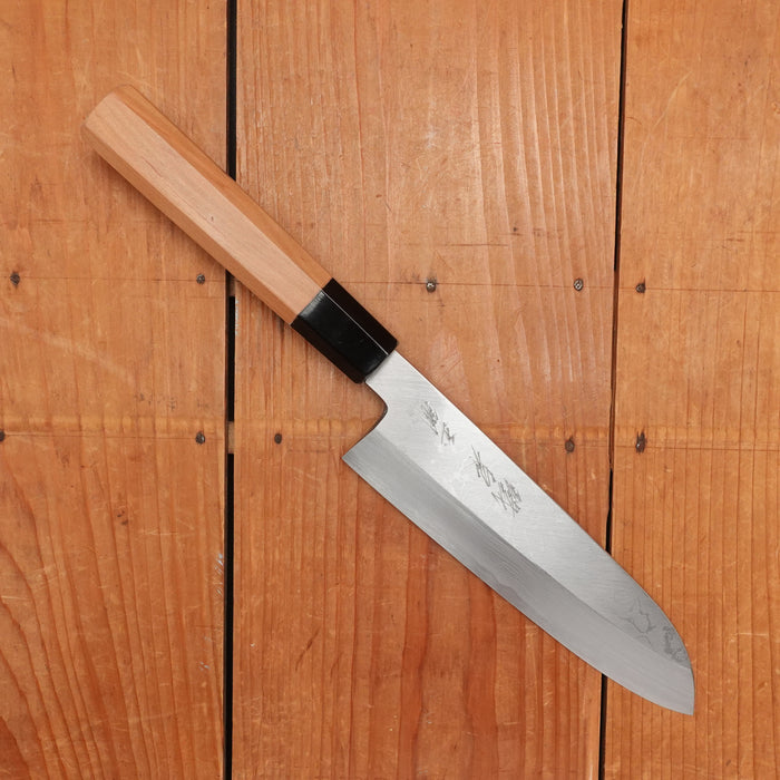 Tanabe Tatara 165mm Santoku Single Bevel Suminagashi Tamahagane Yamazuka