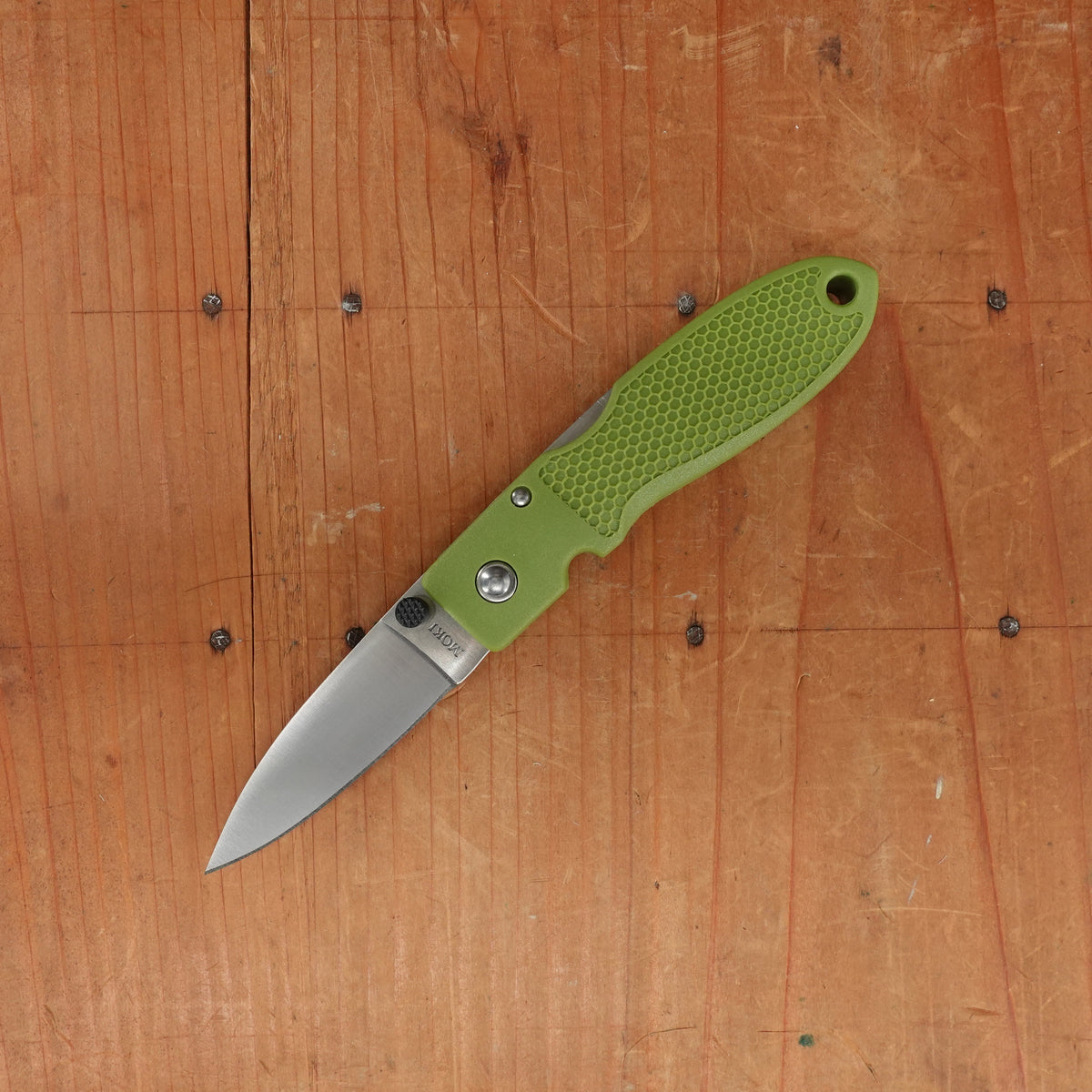 Moki Coupe Folding Knife AUS-8 Lockback Grilon Olive Green Handle