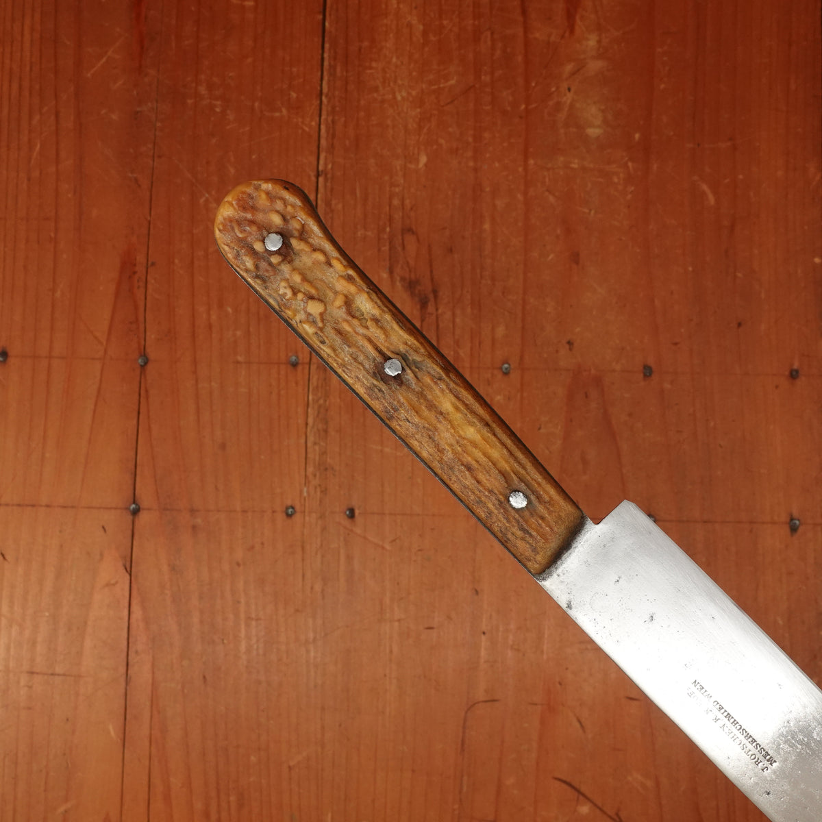 J Rotschen K.K. Hof Messerschmied 10.5" Flexible Slicer Fillet Carbon Steel & Stag Vienna 1890s-1920?