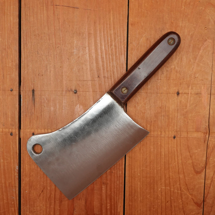 Shop Made 5.75" Heavy Cleaver Carbon Steel Micarta Handle 1940s 50s?