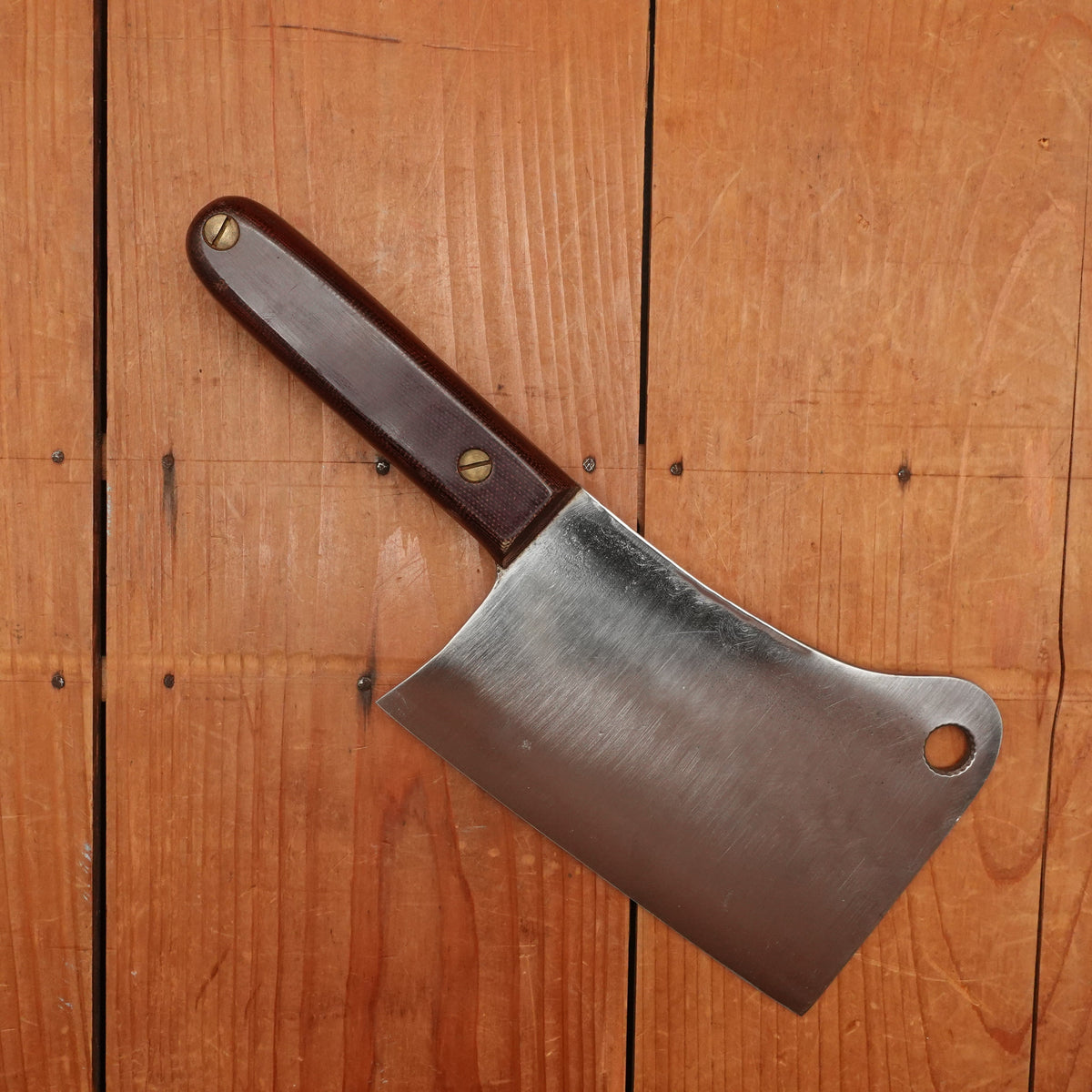 Shop Made 5.75" Heavy Cleaver Carbon Steel Micarta Handle 1940s 50s?