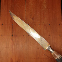 J A Henckels Friodur Stainless 4pc Carving Set Gold Wash Nickel Stag Solingen 1950s