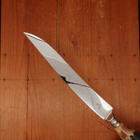 J A Henckels Friodur Stainless 4pc Carving Set Gold Wash Nickel Stag Solingen 1950s