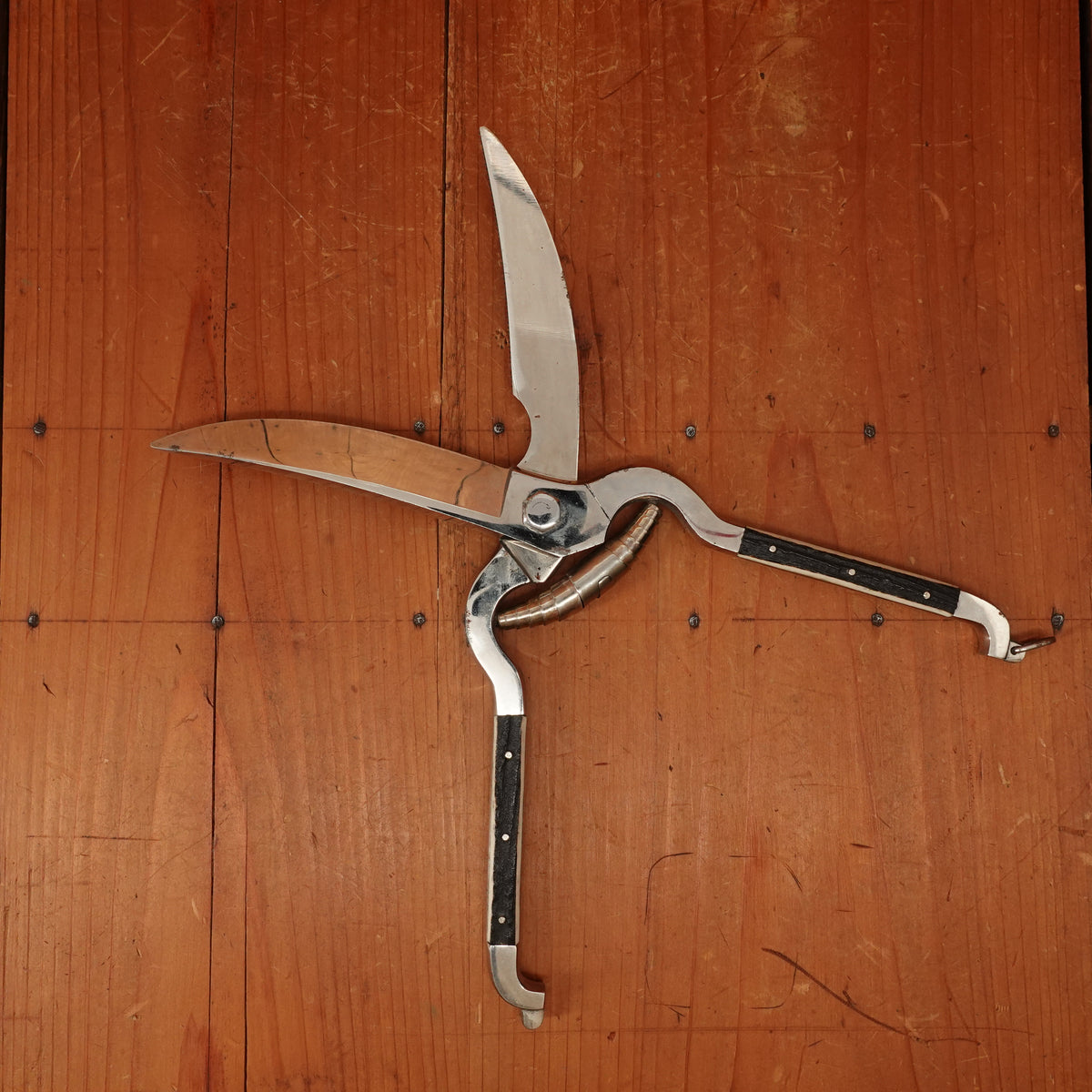 J A Henckels Friodur Stainless 4pc Carving Set Gold Wash Nickel Stag Solingen 1950s