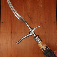 J A Henckels Friodur Stainless 4pc Carving Set Gold Wash Nickel Stag Solingen 1950s