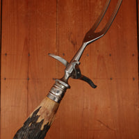 J A Henckels Friodur Stainless 4pc Carving Set Gold Wash Nickel Stag Solingen 1950s