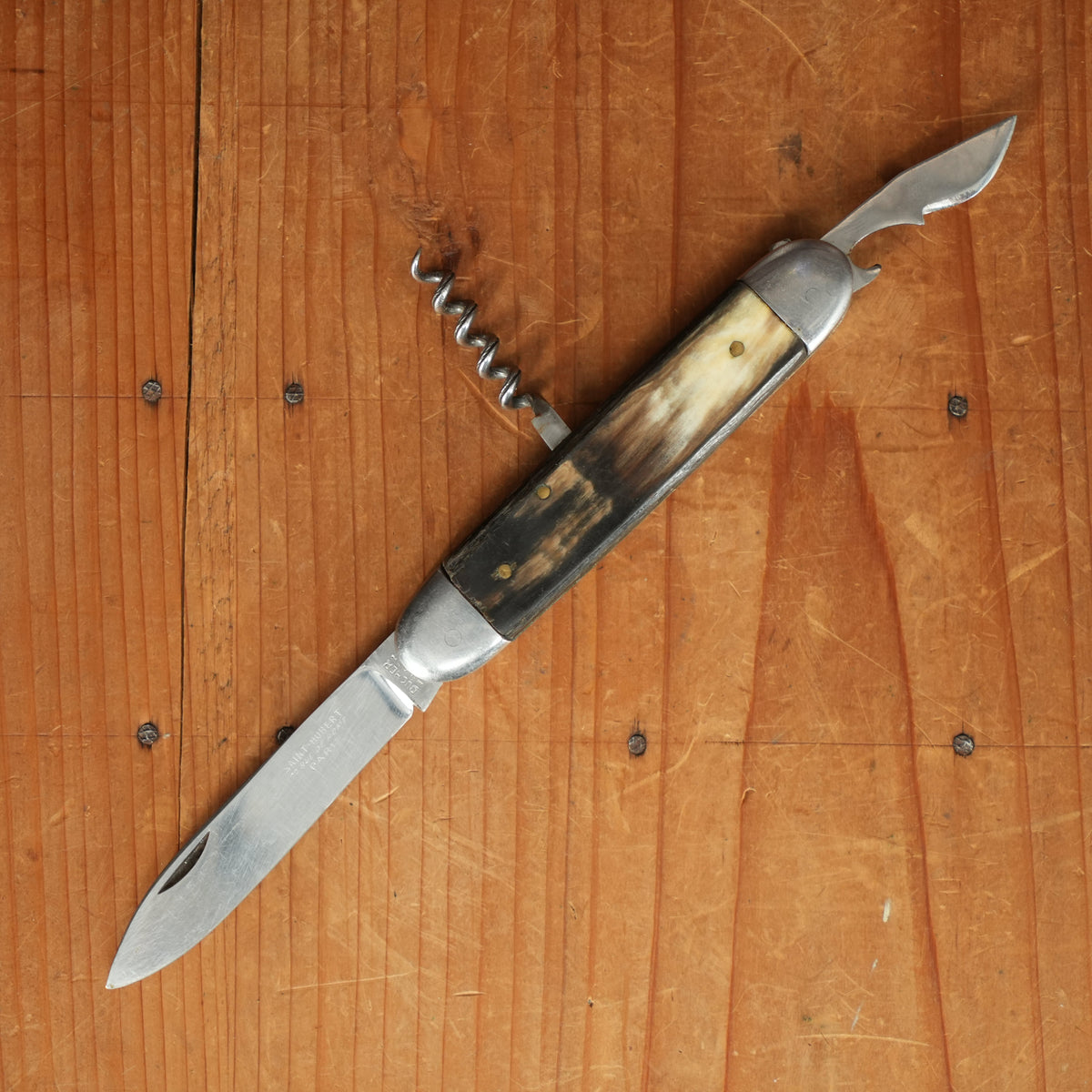 Saint Hubert Bucher Inox 11cm Multiblade Stainless & Horn 1950s?