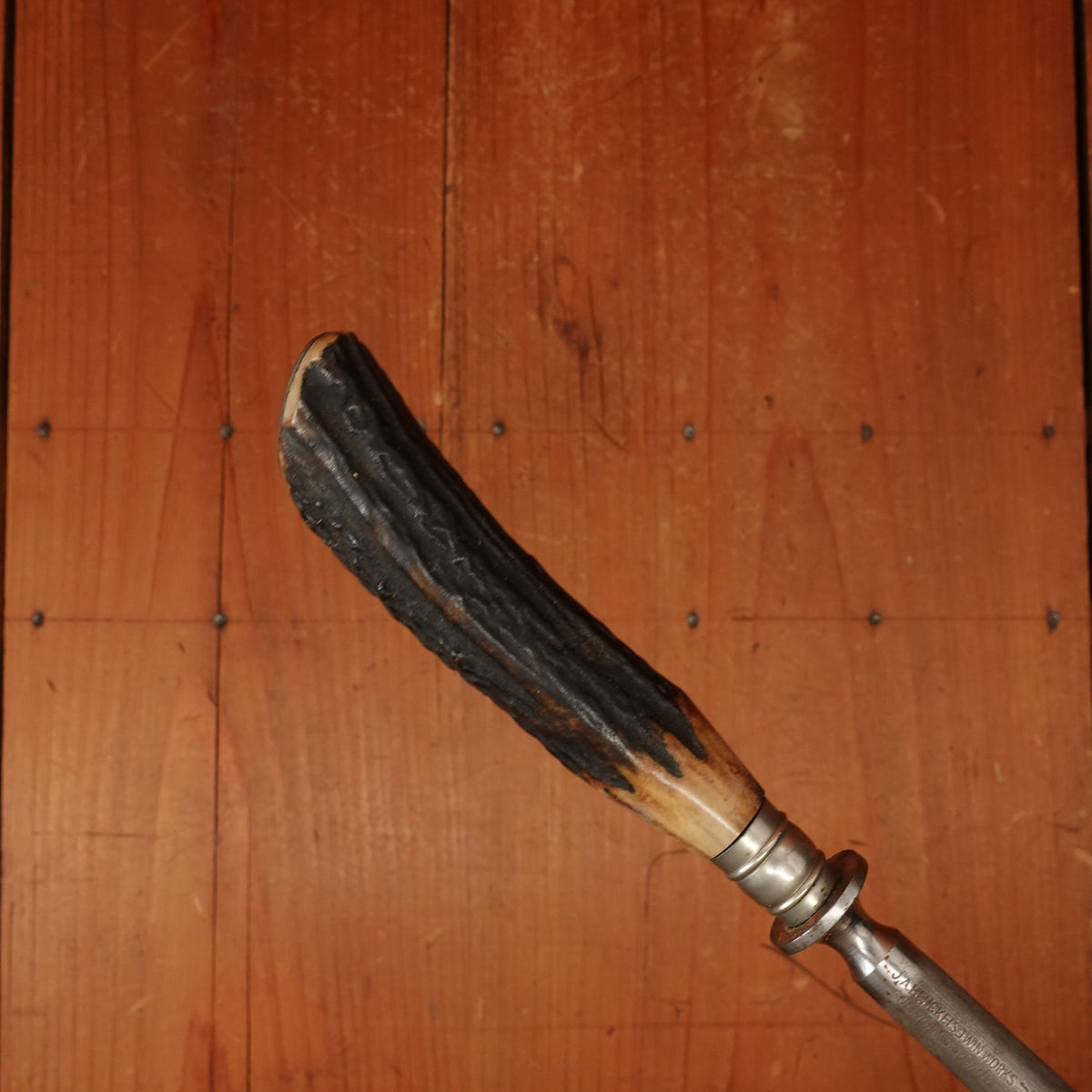 J A Henckels Friodur Stainless 4pc Carving Set Gold Wash Nickel Stag Solingen 1950s