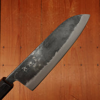 Hatsukokuro Kurogane 165mm Santoku Iron Clad Aogami 2 Kurouchi Mono Ebony Handle
