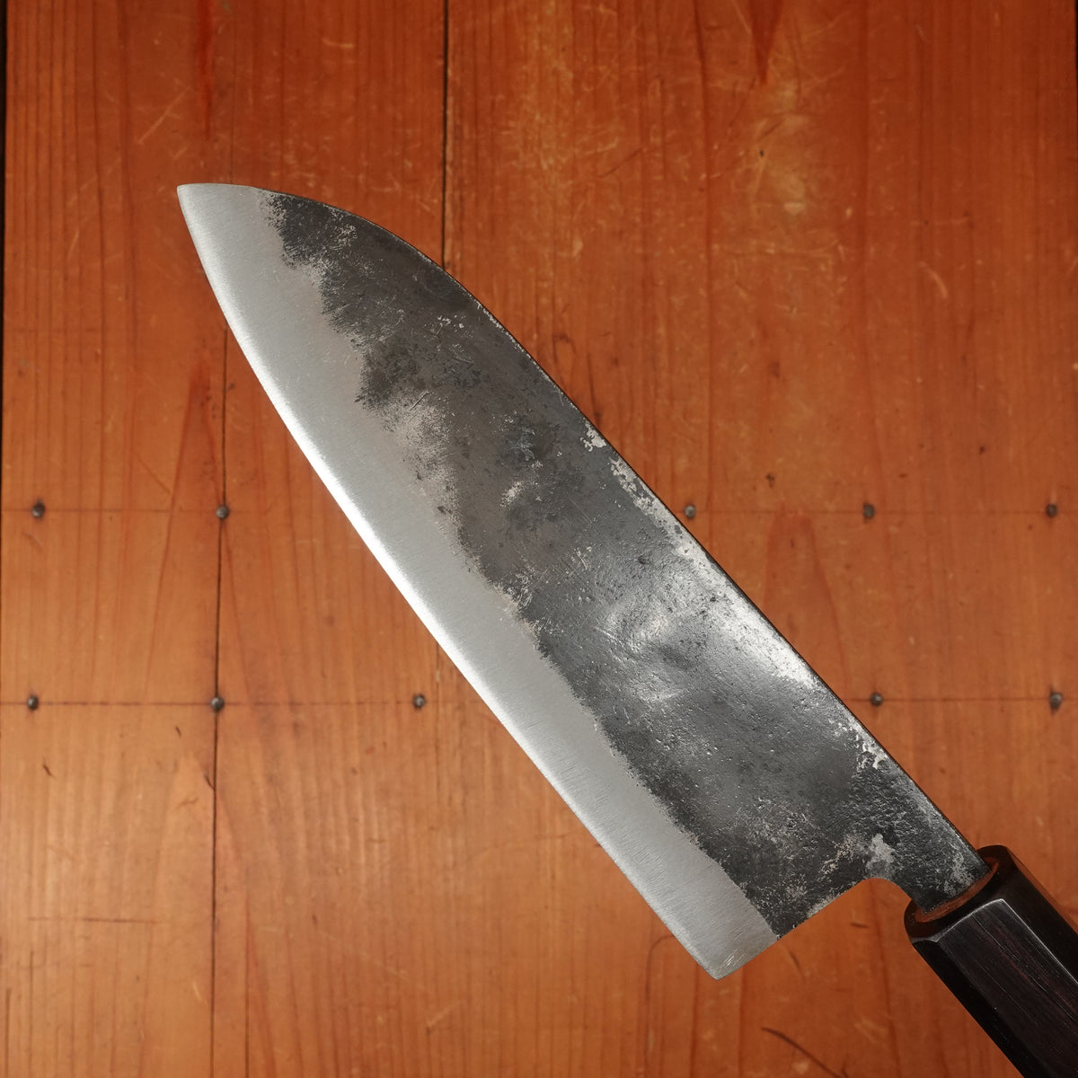 Hatsukokuro Kurogane 165mm Santoku Iron Clad Aogami 2 Kurouchi Mono Ebony Handle