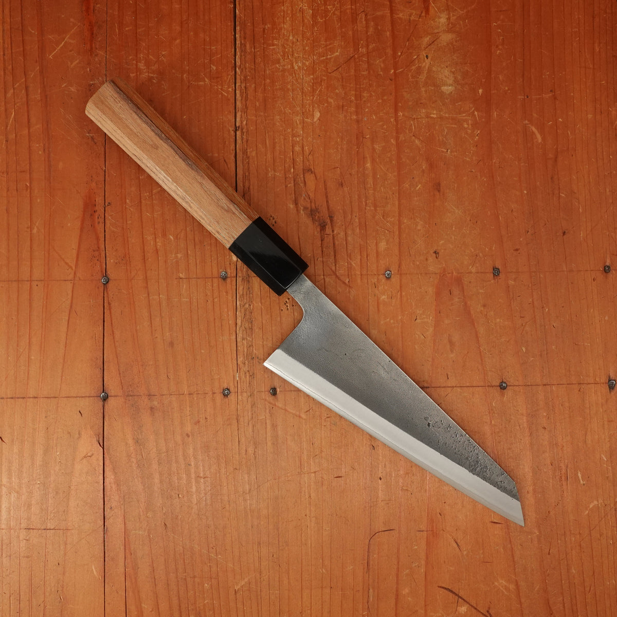 Yoshikane Hamono 150mm Honesuki Shirogami 2 Kurouchi Nashiji Teak Handle