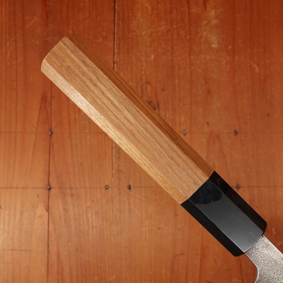 Yoshikane Hamono 165mm Santoku Shirogami 2 Kurouchi Nashiji Teak Handle