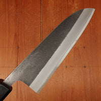 Yoshikane Hamono 165mm Santoku Shirogami 2 Kurouchi Nashiji Teak Handle