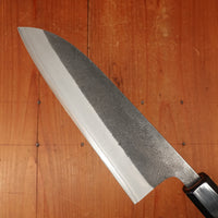 Yoshikane Hamono 165mm Santoku Shirogami 2 Kurouchi Nashiji Teak Handle