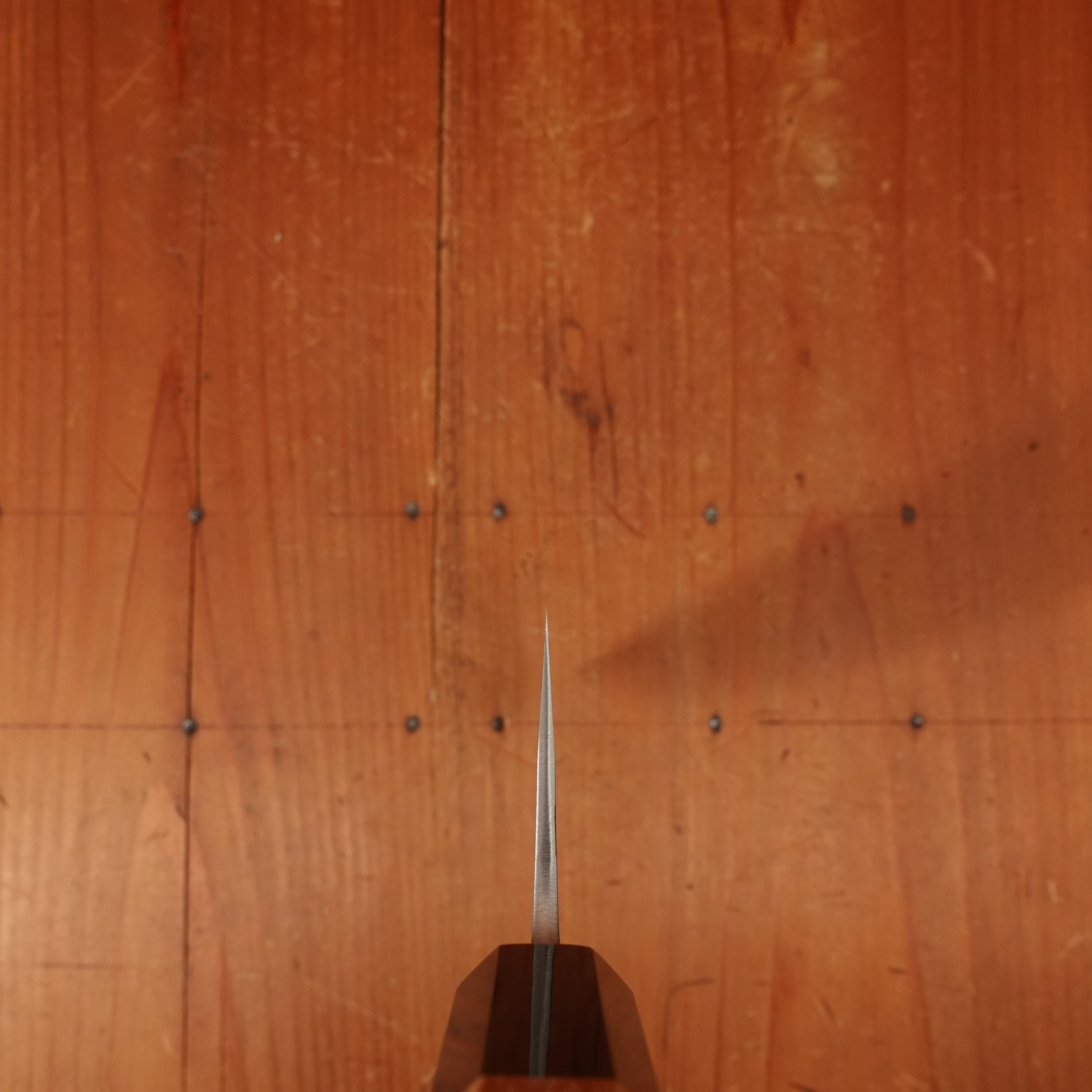 Yoshikane Hamono 165mm Santoku Shirogami 2 Kurouchi Nashiji Teak
