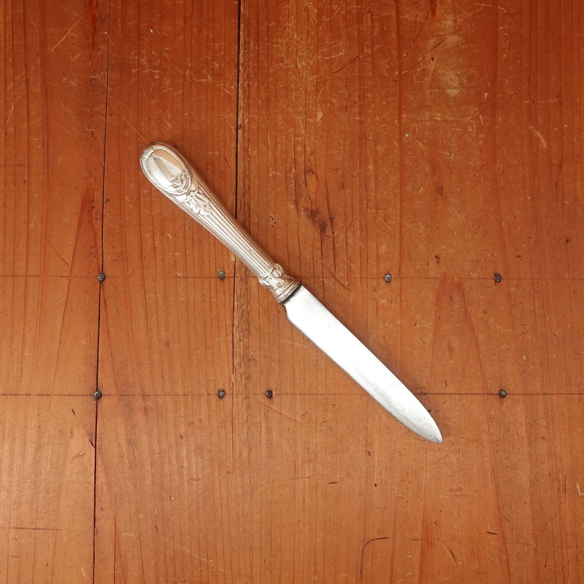 Christofle A Paris Triannon Pattern Luncheon Knife Carbon Steel Silverplate France ~1900-1920s