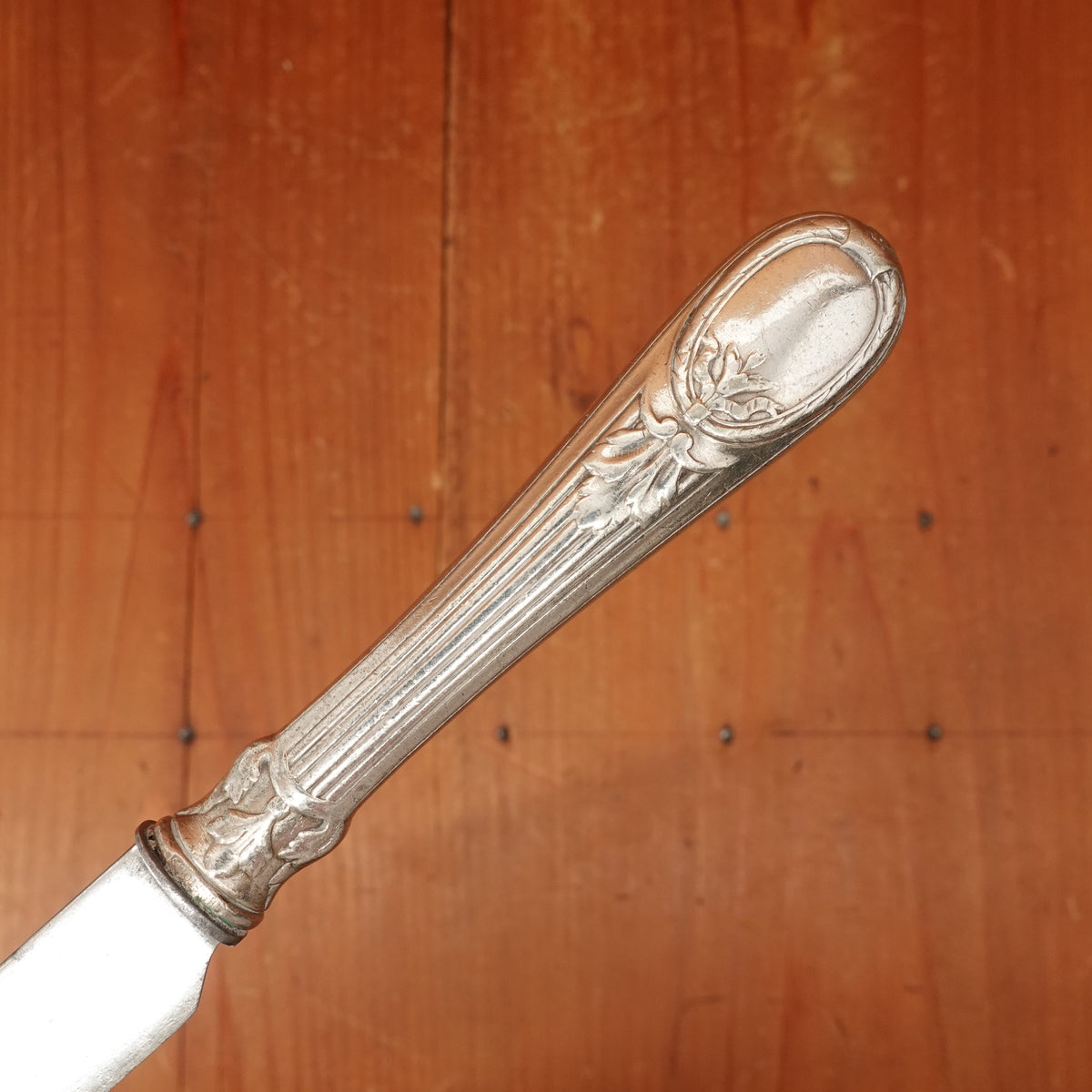 Christofle A Paris Triannon Pattern Luncheon Knife Carbon Steel Silverplate France ~1900-1920s