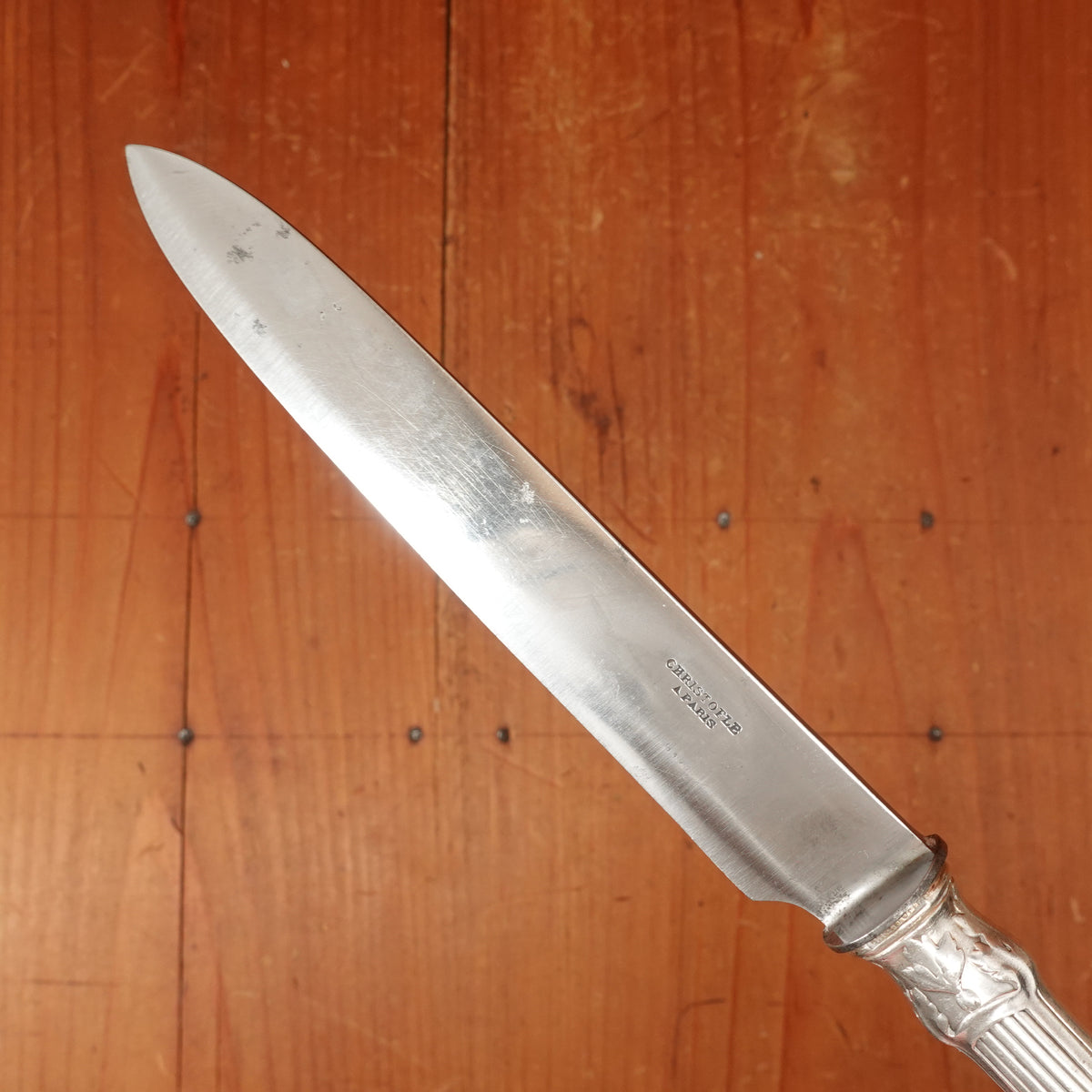 Christofle A Paris Triannon Pattern Dinner Knife Carbon Steel & Silverplate France ~1900-1920s