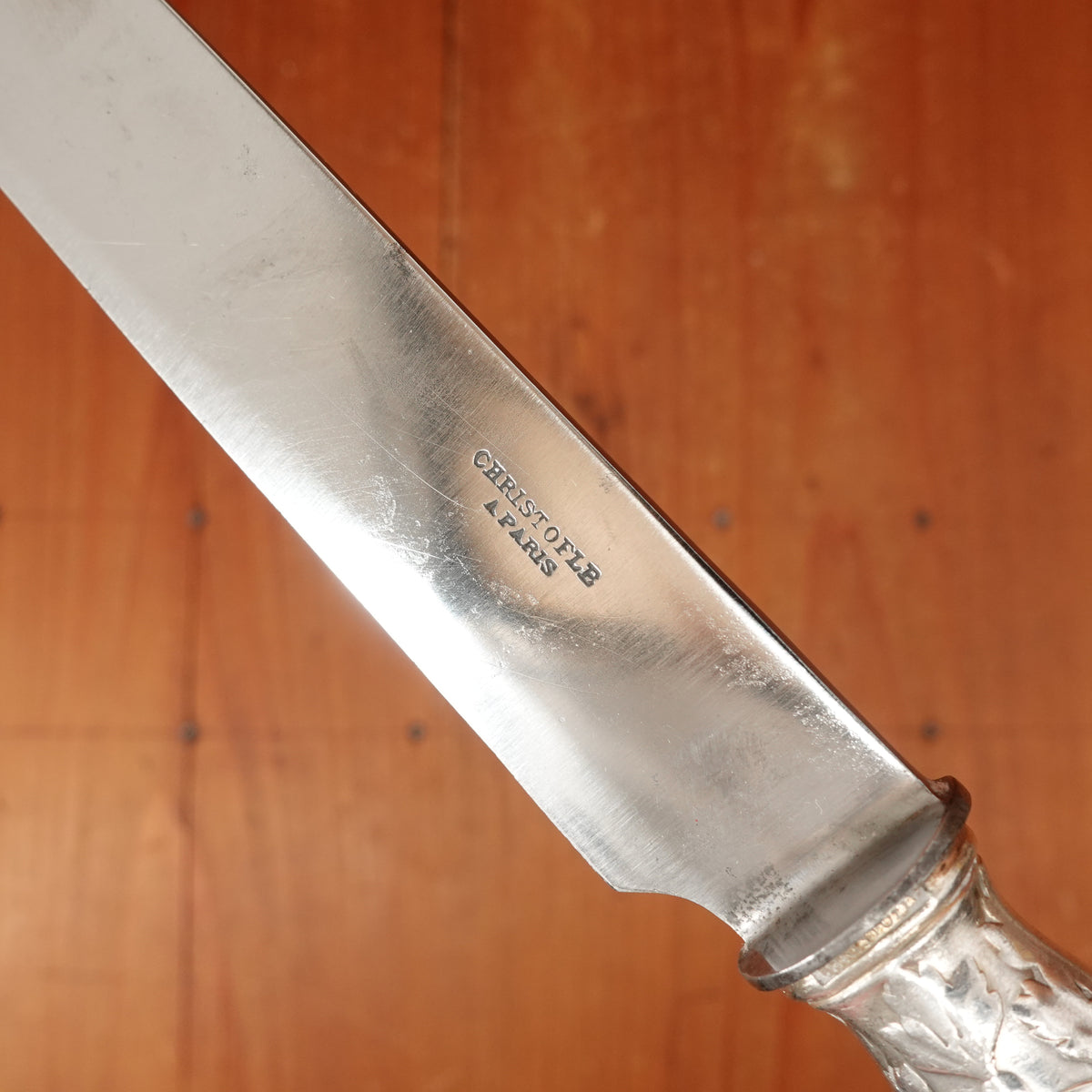 Christofle A Paris Triannon Pattern Dinner Knife Carbon Steel & Silverplate France ~1900-1920s