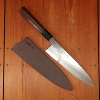 Sakai Konosuke BY 225mm Gyuto Aogami 1 Tanaka Hamono / Konosuke Oct Ebony Horn Leather Sheath