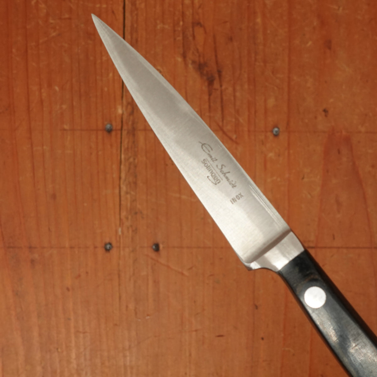 New Old Stock Emil Schmidt 3.5" Paring Knife Stainless / Pakka Solingen 1970s early 80s