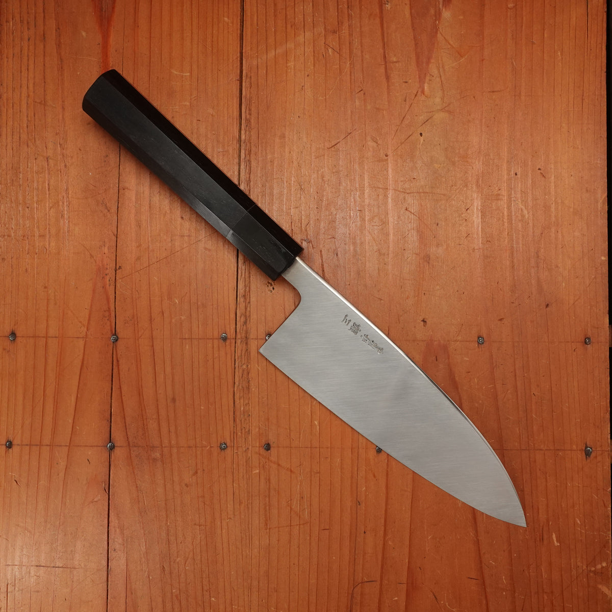 Hatsukokoro Nakagawa 165mm Deba Ginsanko Kyomen Ebony Black Buffalo Horn - LEFTY