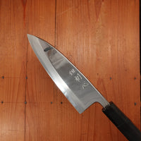 Hatsukokoro Nakagawa 165mm Deba Ginsanko Kyomen Ebony Black Buffalo Horn - LEFTY