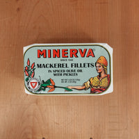 Minerva Mackerel Fillets in Spicy Olive Oil with Pickles - 120g